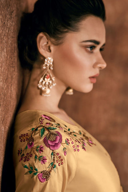 Dark Beige Reyon Party Wear Anarkali Suit