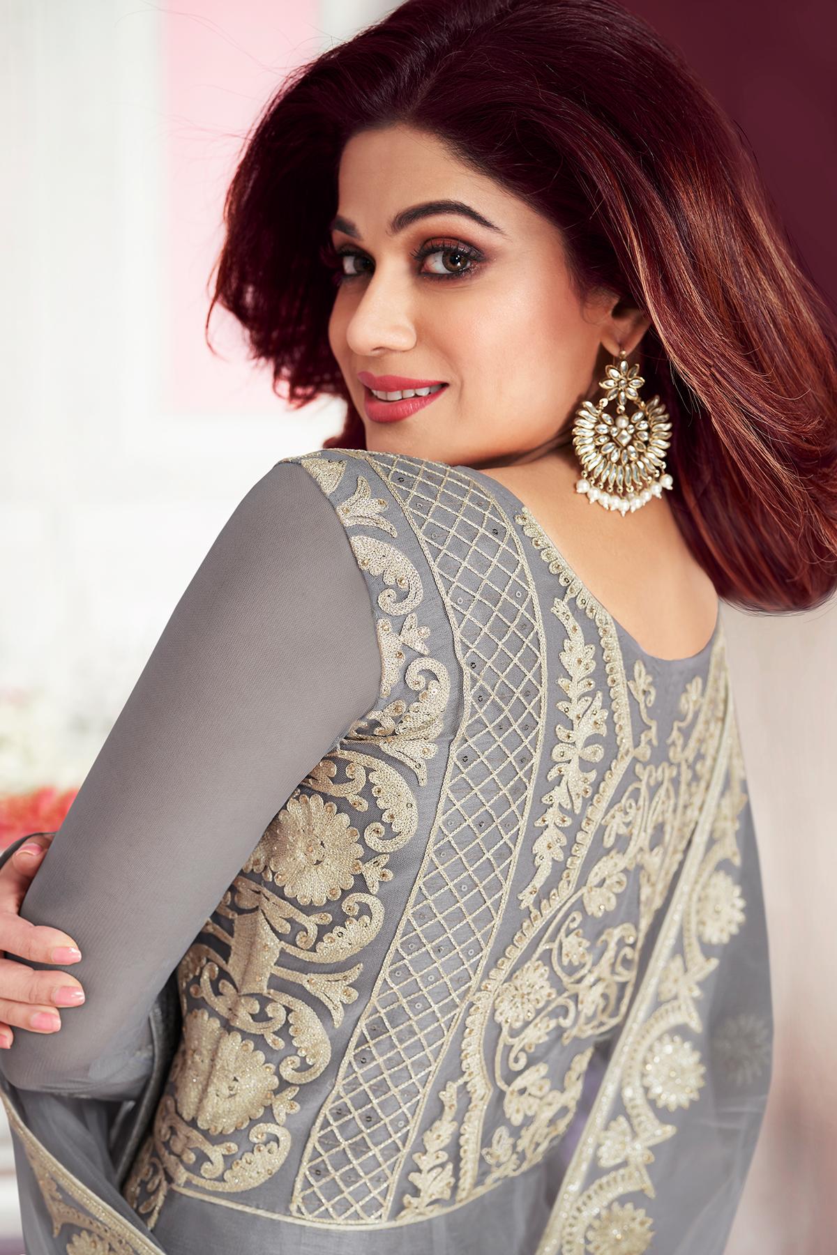 Dark Grey Designer Anarkali Suit