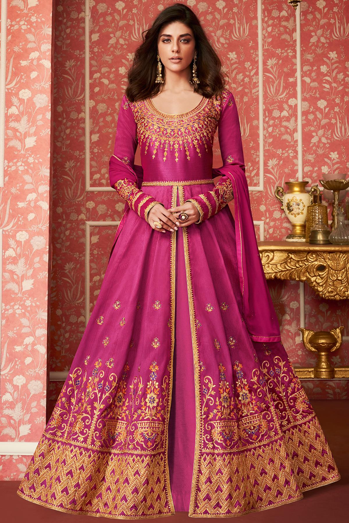 Dark Mauve Designer Slit Cut Anarkali Suit