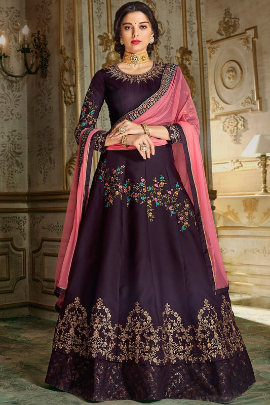 Dark Violet Party Wear Anarkali Suit