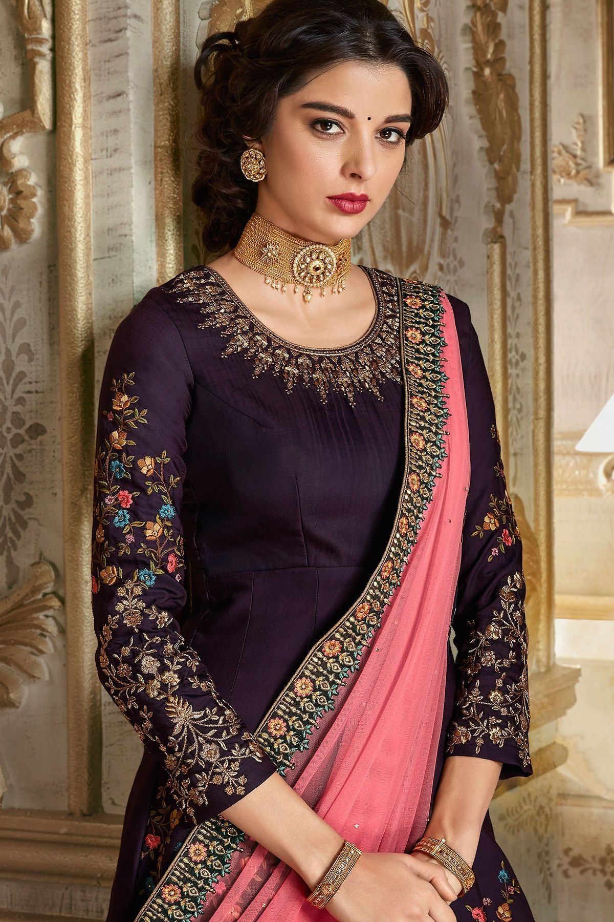 Dark Violet Party Wear Anarkali Suit