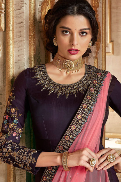 Dark Violet Party Wear Anarkali Suit