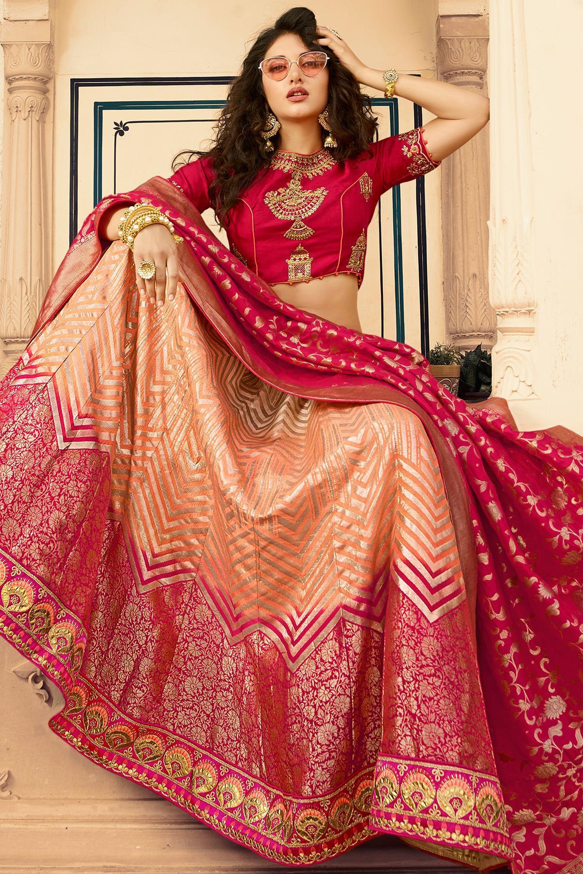 Dual Shaded Silk Lehenga Choli