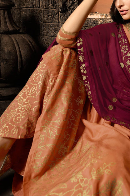 Elegant Orange Designer Palazzo Suit