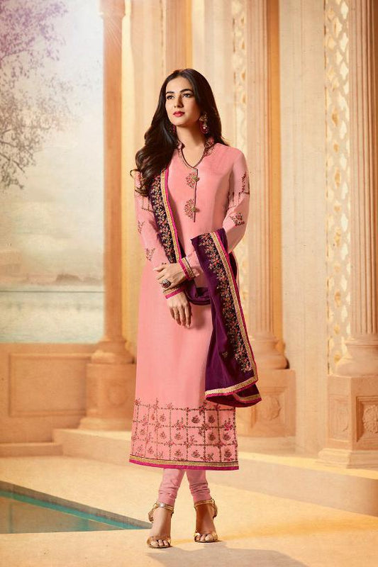 Charming Pink and Purple Georgette Patry Wear Suit