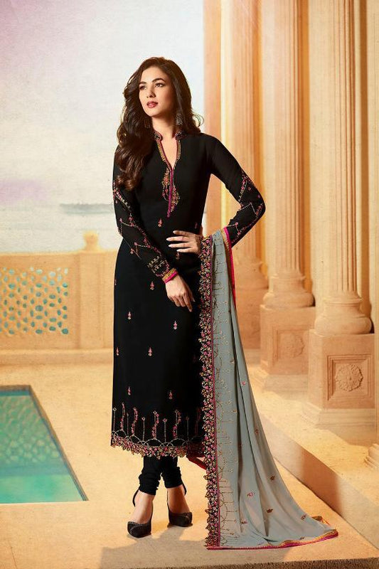 Night-Black Georgette Party Wear suit