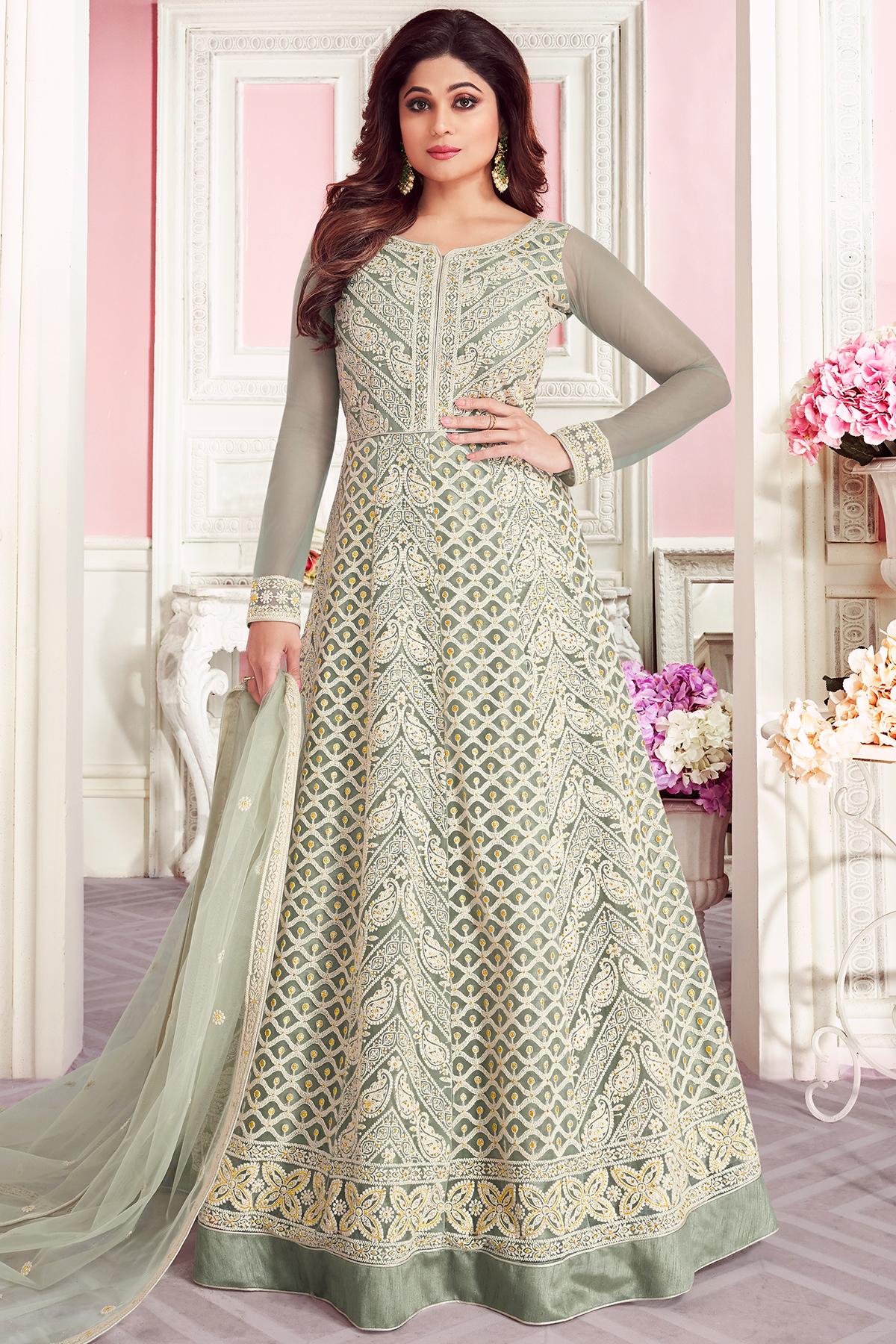 Flint Grey Designer Anarkali Suit
