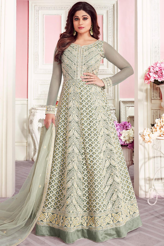 Flint Grey Designer Anarkali Suit