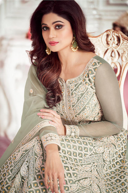 Flint Grey Designer Anarkali Suit