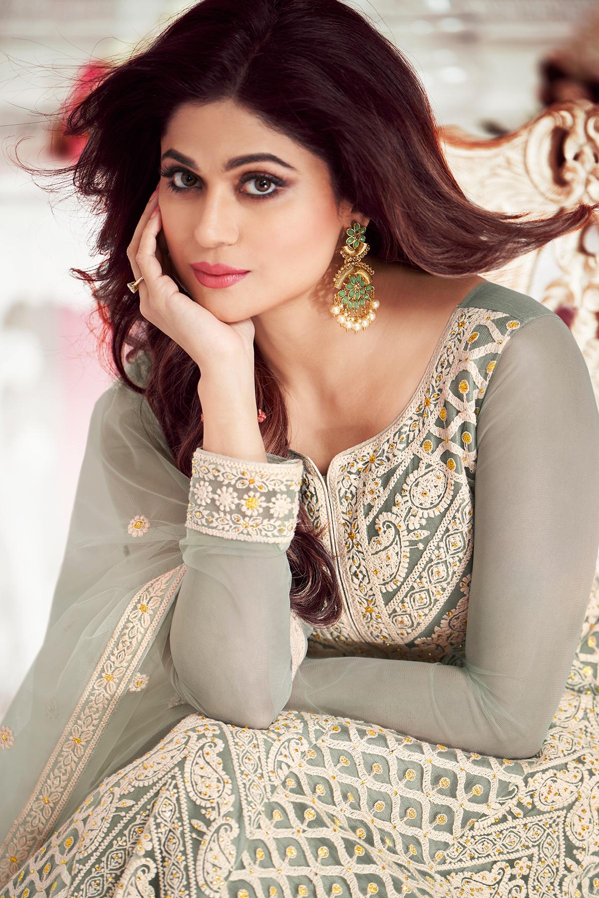 Flint Grey Designer Anarkali Suit