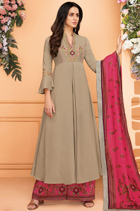 Flint Grey Maslin Designer Palazzo Suit
