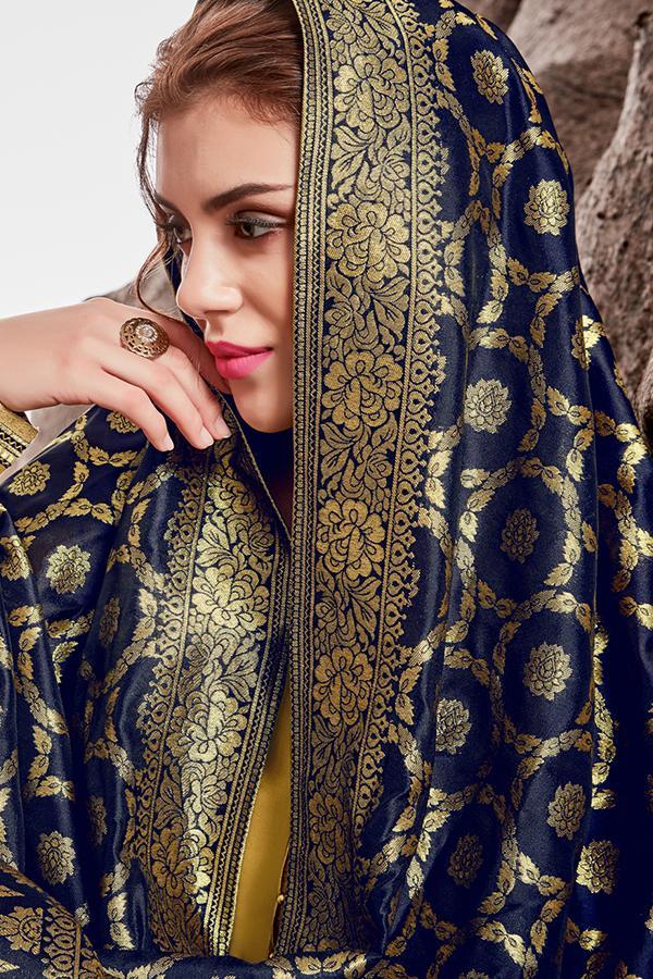 Golden Chanderi Suit With Palazzo