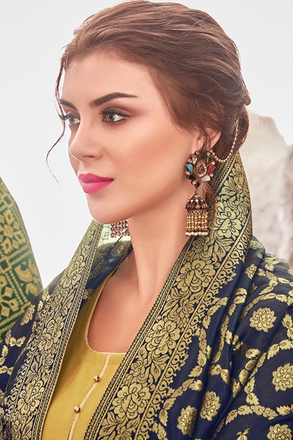 Golden Chanderi Suit With Palazzo