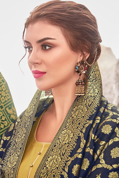 Golden Chanderi Suit With Palazzo