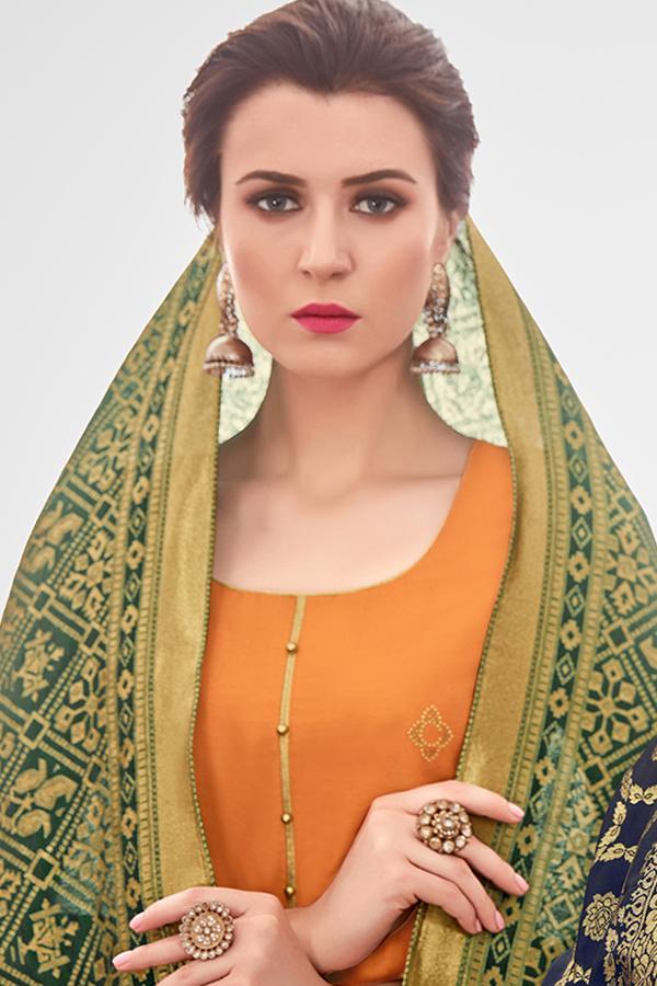 Orange Chanderi Suit With Palazzo