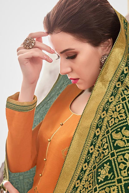 Orange Chanderi Suit With Palazzo