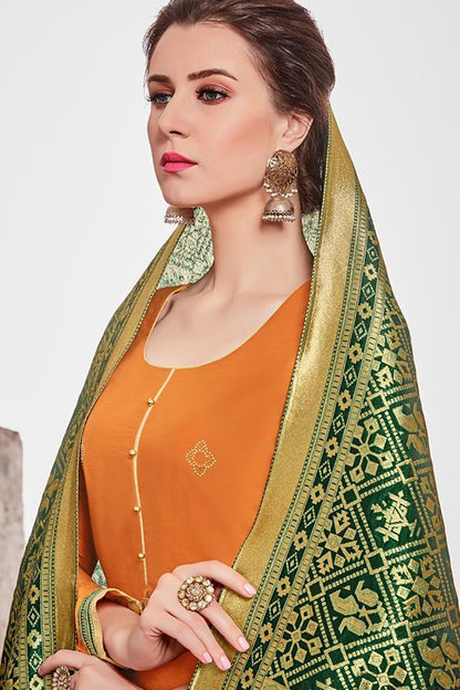 Orange Chanderi Suit With Palazzo
