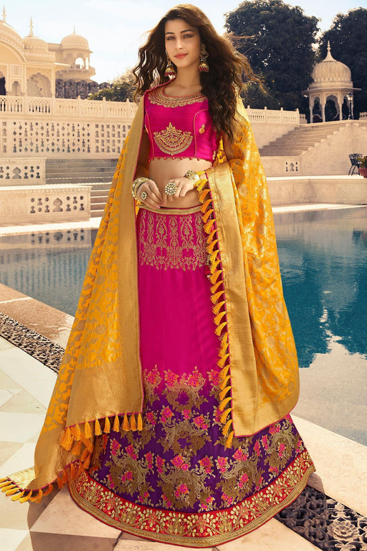 Fuscia Pink Silk Party Wear Lehenga Choli