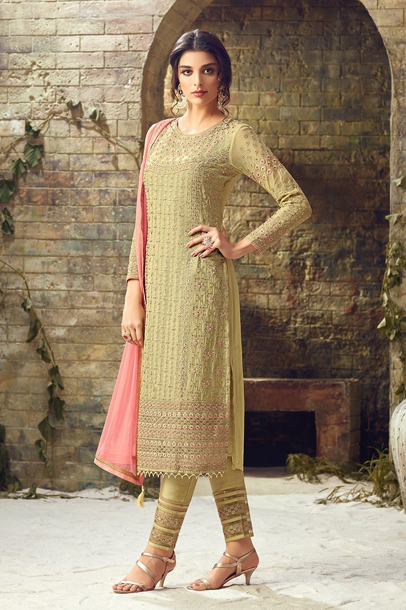 Creme Shaded Georgette Party Wear suit
