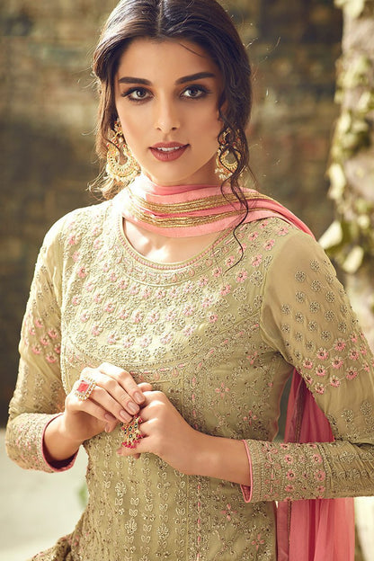 Creme Shaded Georgette Party Wear suit