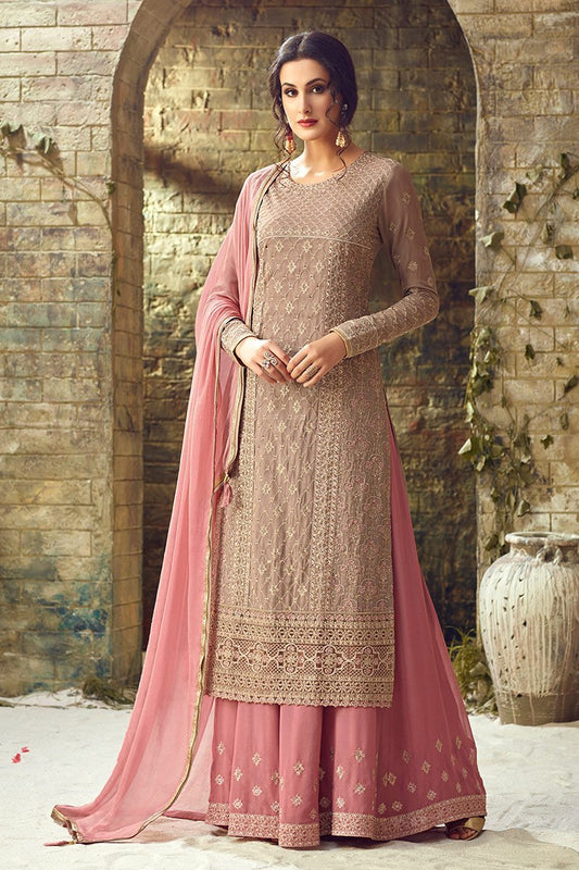 Purple Georgette Party Wear suit with Sharara