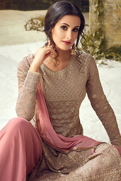 Purple Georgette Party Wear suit with Sharara