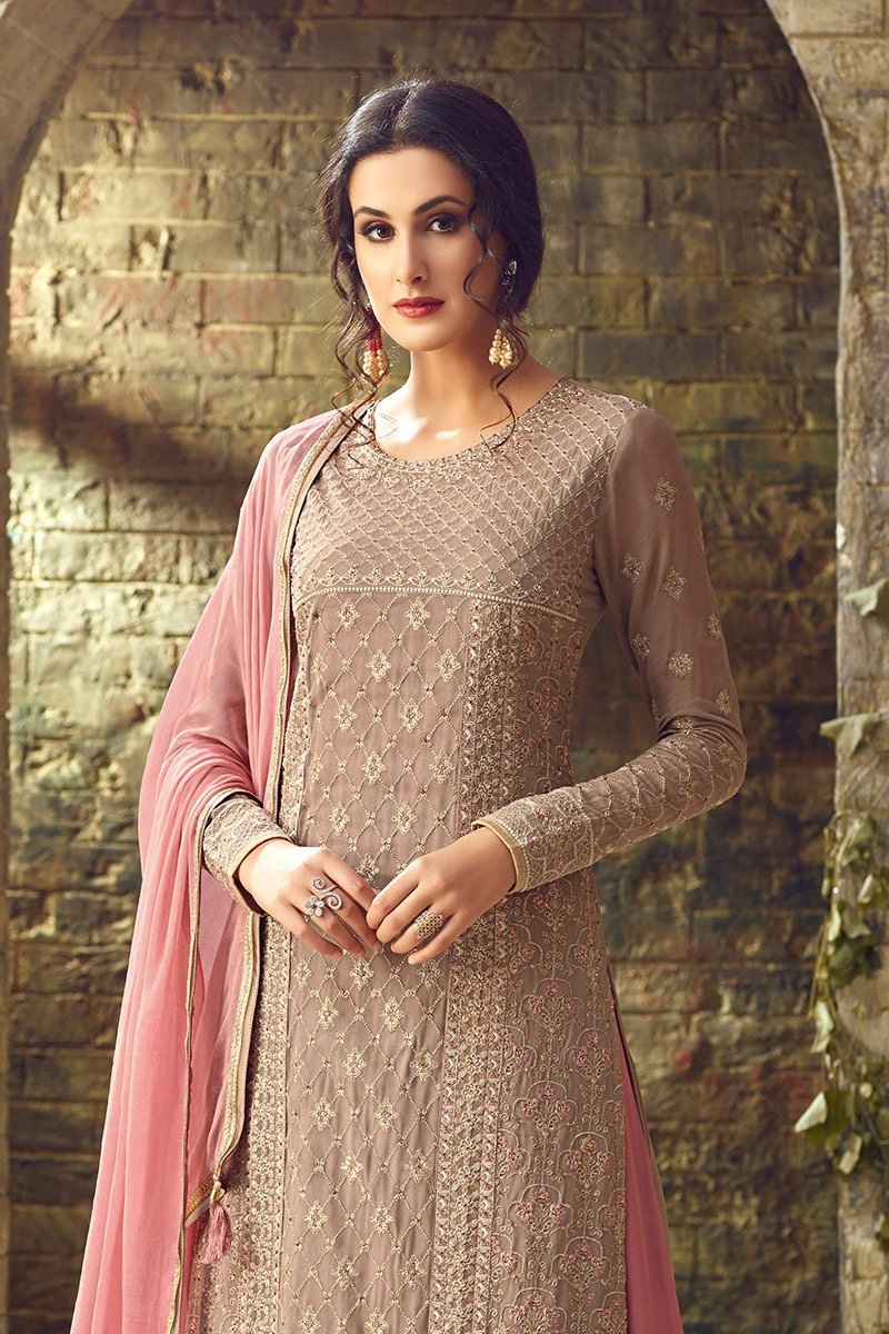 Purple Georgette Party Wear suit with Sharara