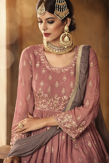 Pink Blush With Mauve Embroidered Gharara Suit