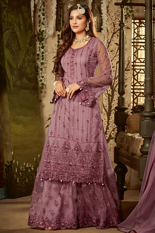 Magenta Party Wear Suit with Palazzo