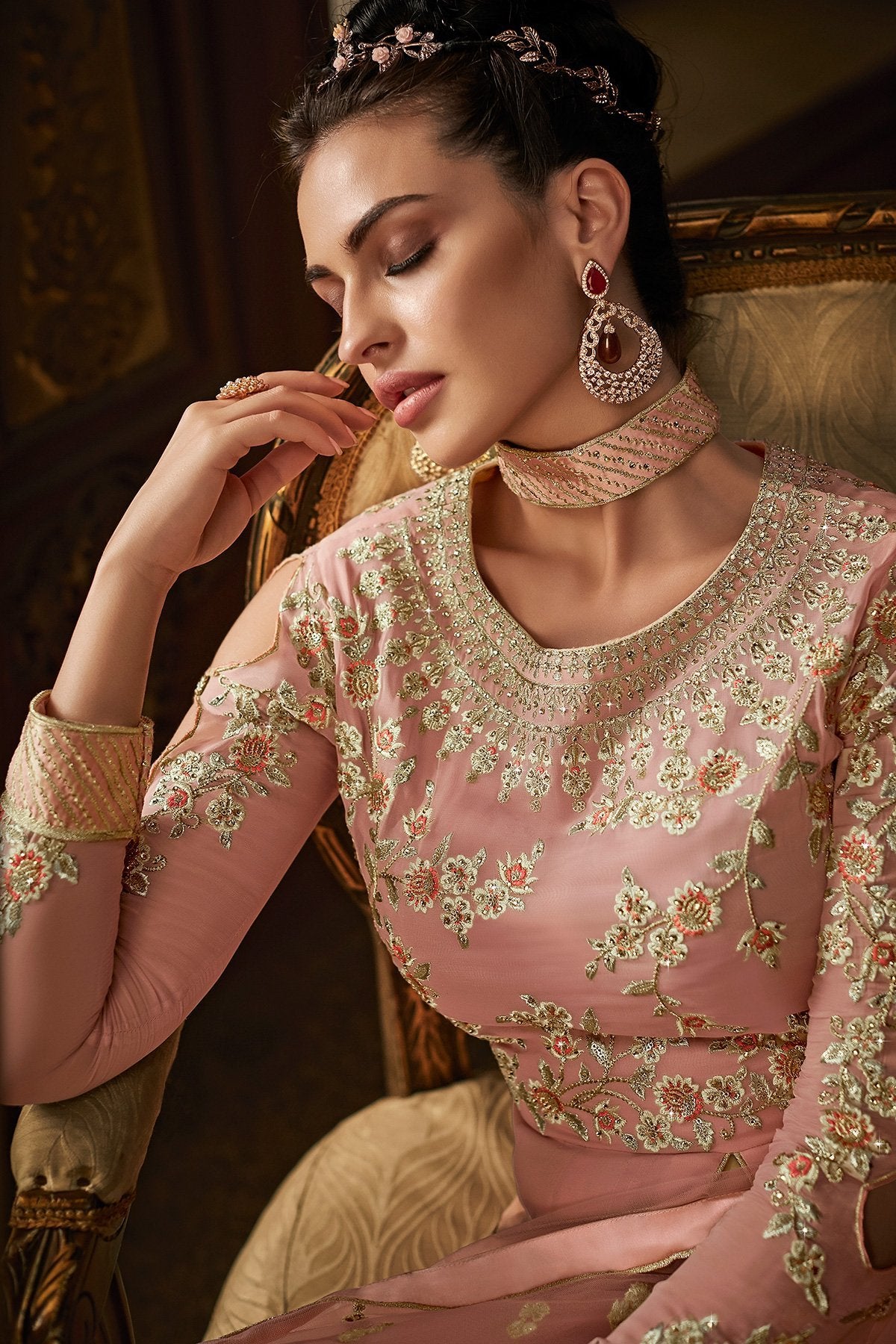 Rose Pink Georgette Party Wear Anarkali Suit