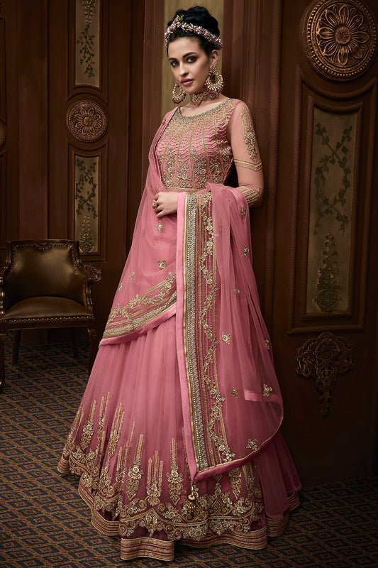 Taffy Pink Party Wear Anarkali Suit