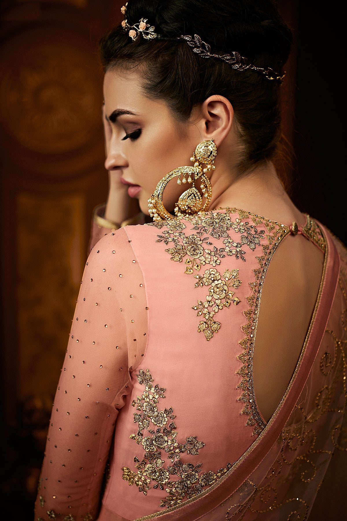 Salmon Pink Party Wear Designer Anarkali Suit