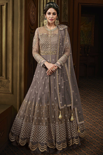 Grey Party Wear Designer Anarkali Suit