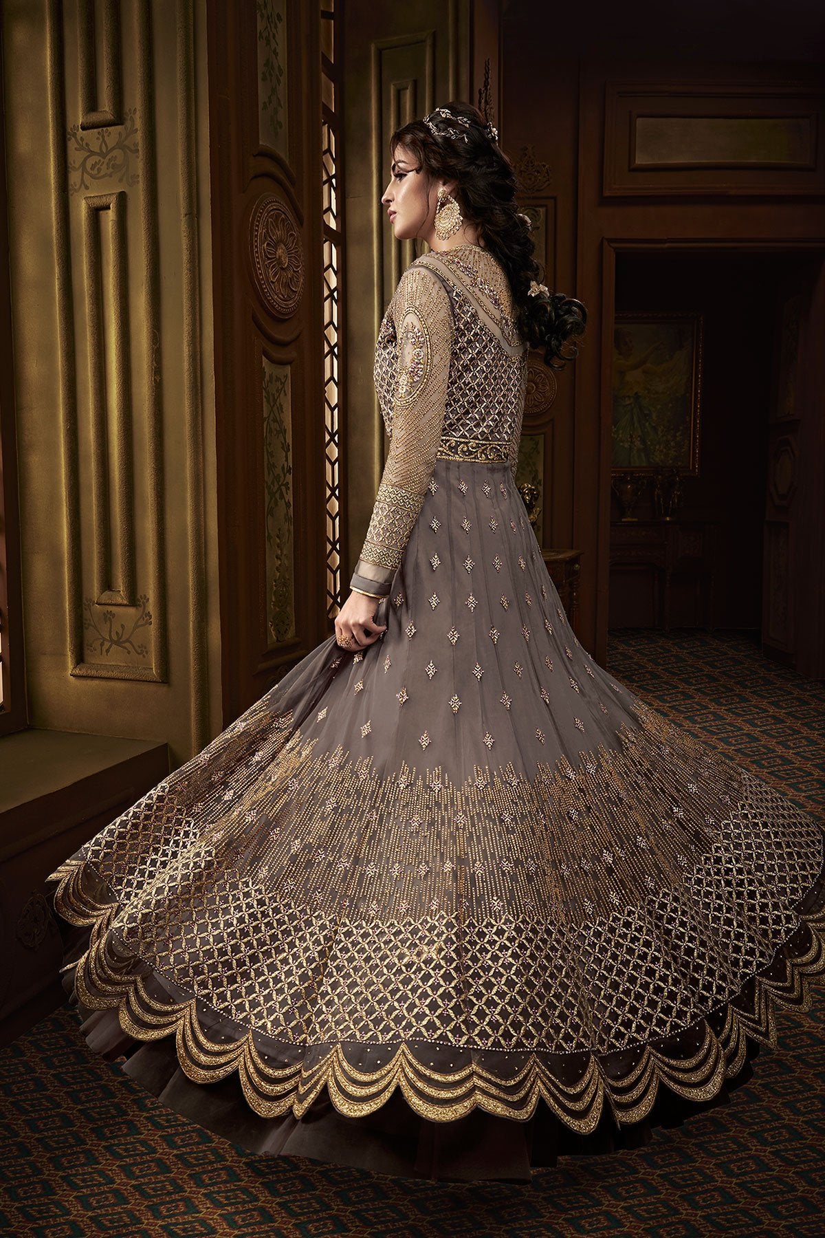 Grey Party Wear Designer Anarkali Suit