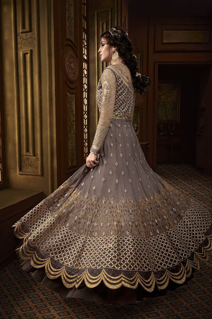 Grey Party Wear Designer Anarkali Suit