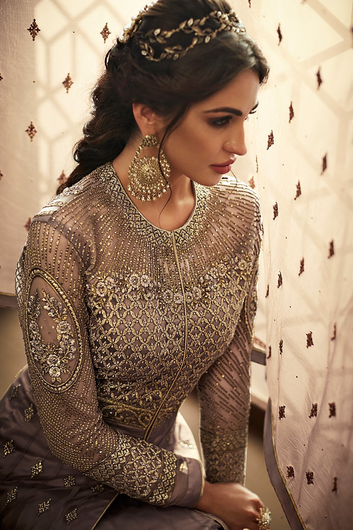 Grey Party Wear Designer Anarkali Suit