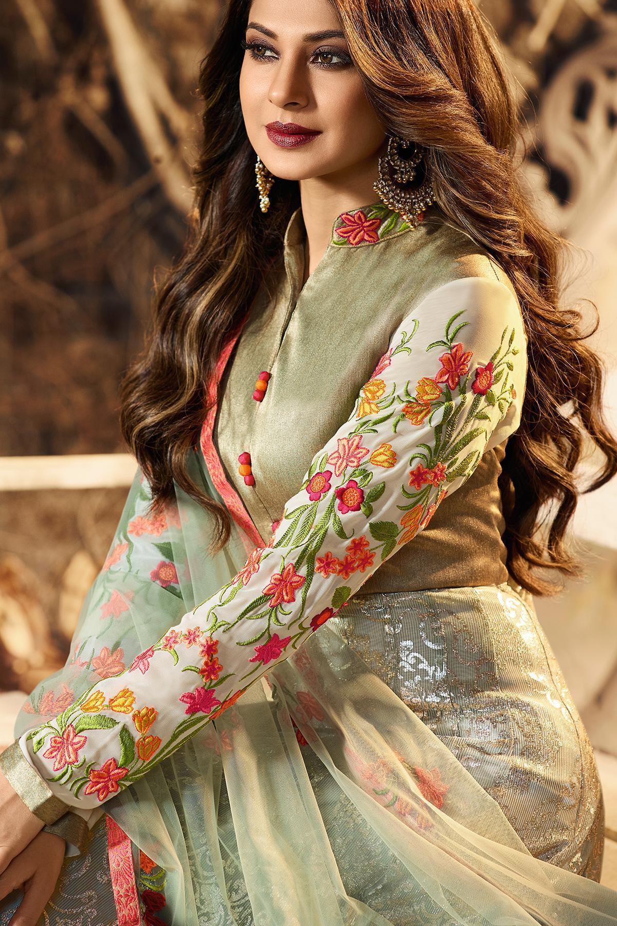 Golden Designer Party Wear Silk Gown