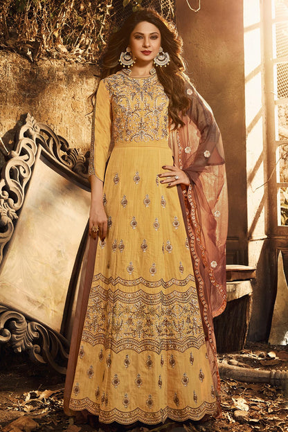 Golden Designer Silk Gown