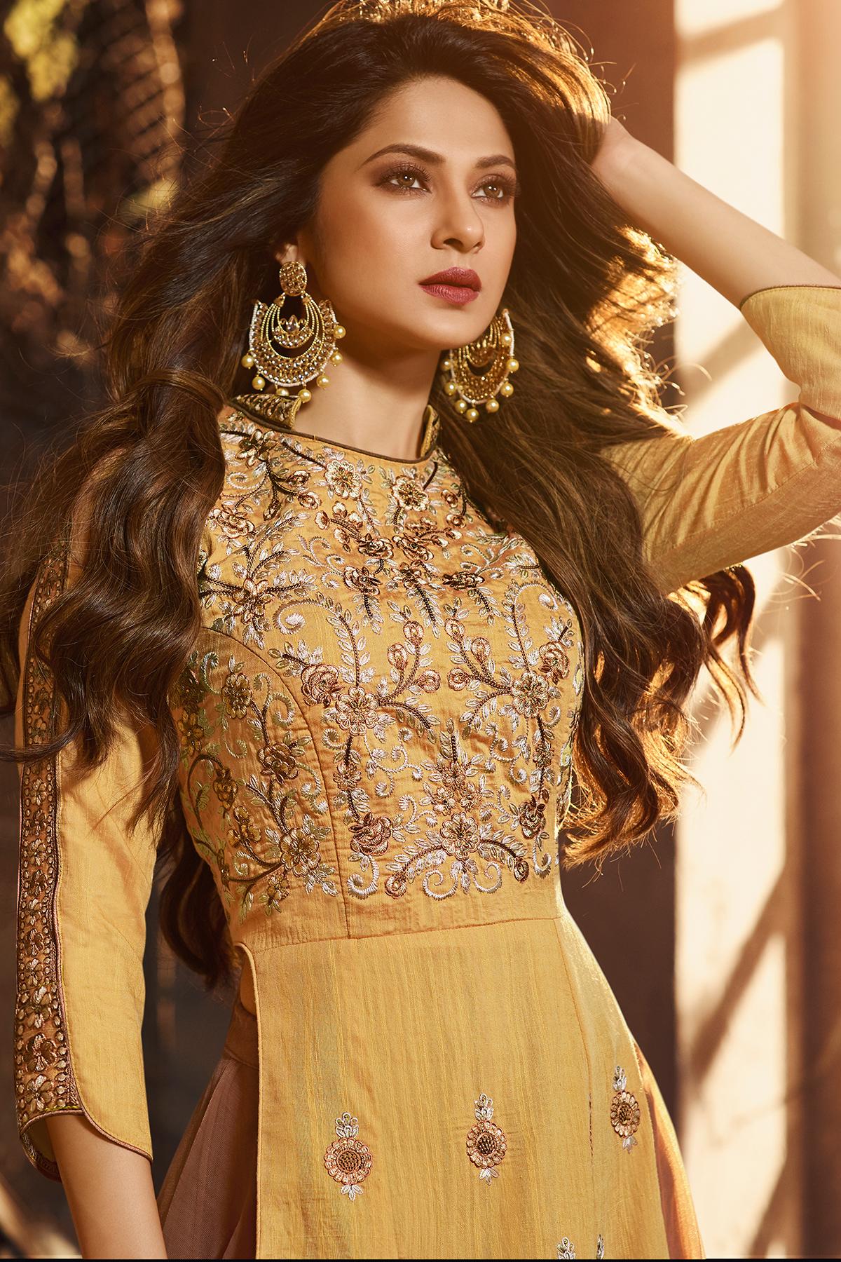 Golden Designer Silk Gown