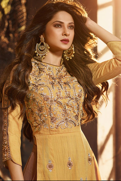 Golden Designer Silk Gown