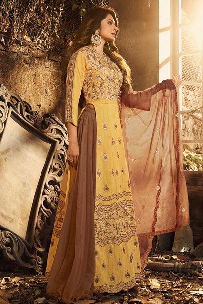 Golden Designer Silk Gown