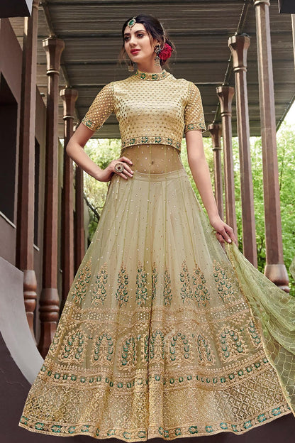 Golden Embroidered Party Wear Anarkali Suit