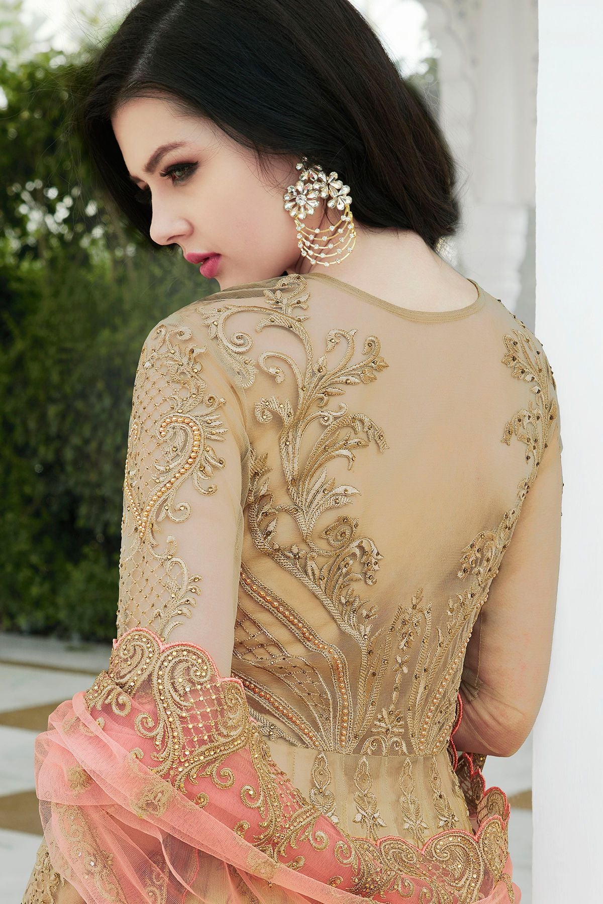 Golden Net Party Wear Anarkali Suit