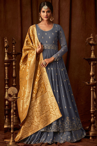 Grape Georgette Party Wear Anarkali Suit