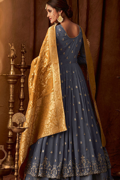 Grape Georgette Party Wear Anarkali Suit