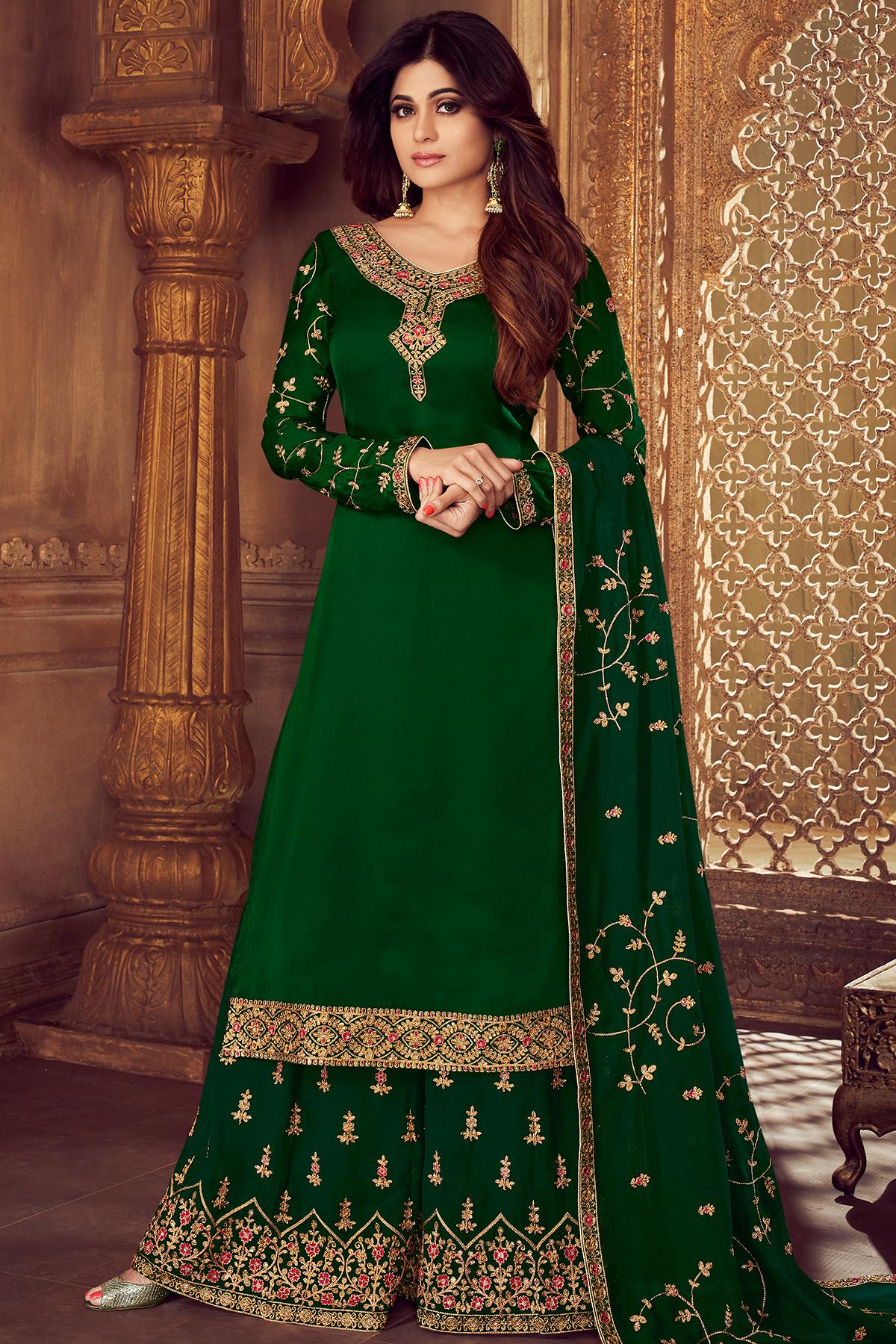 Green Designer Georgette Sharara Suit