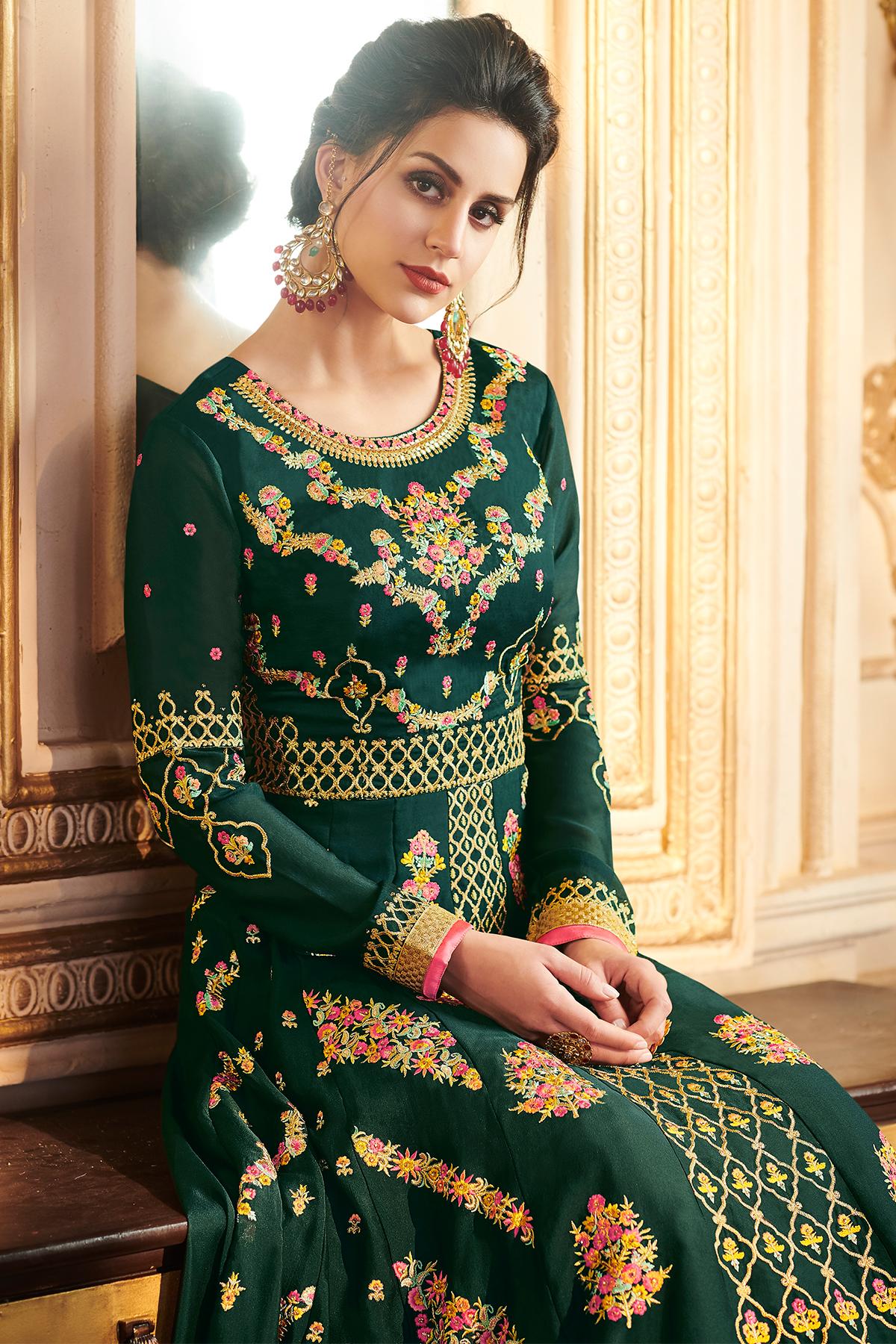 Green Designer Lehenga Style Suit