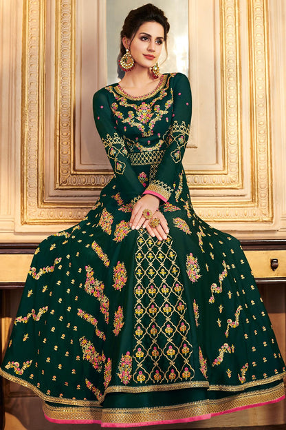 Green Designer Lehenga Style Suit
