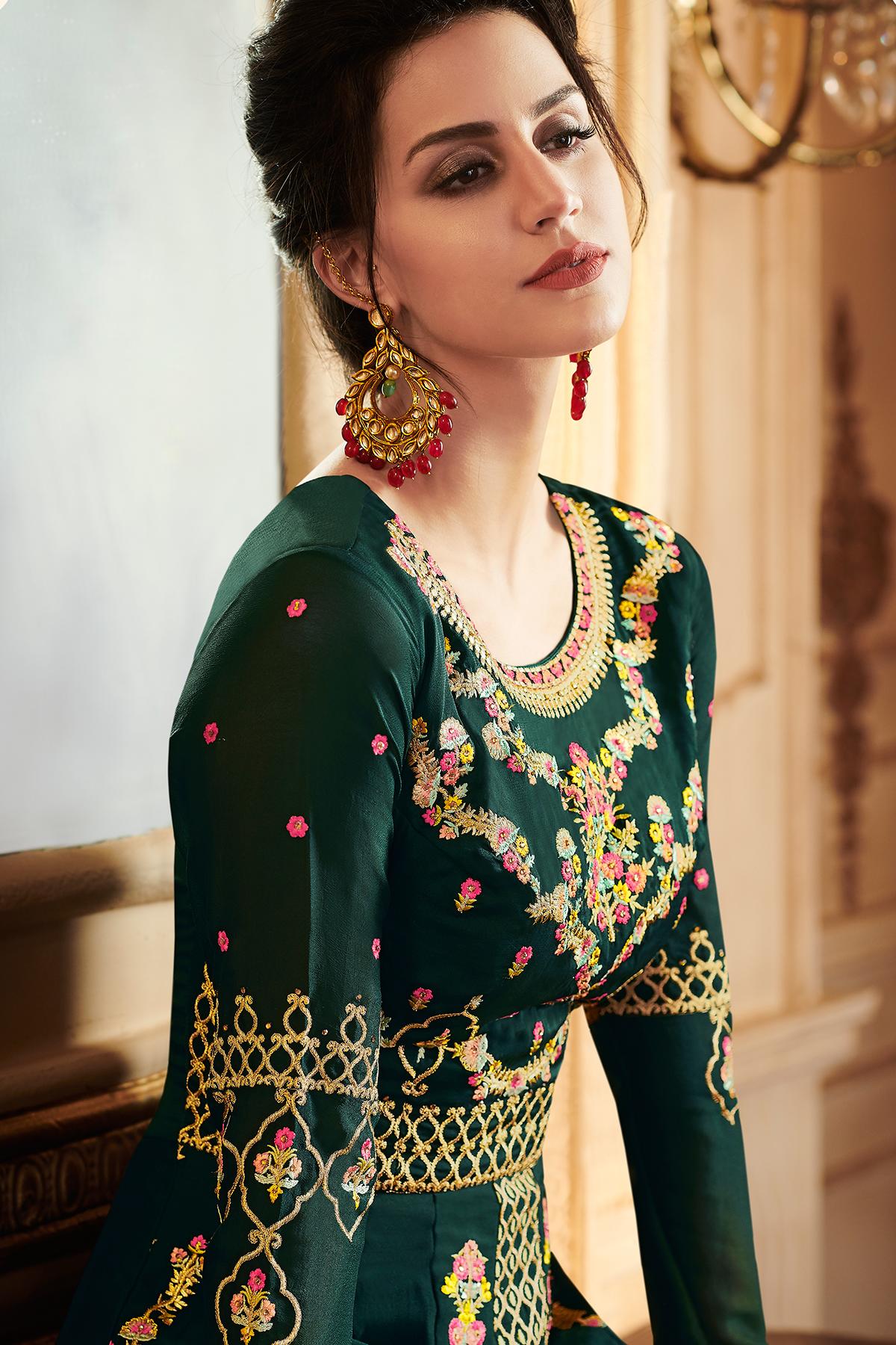 Green Designer Lehenga Style Suit