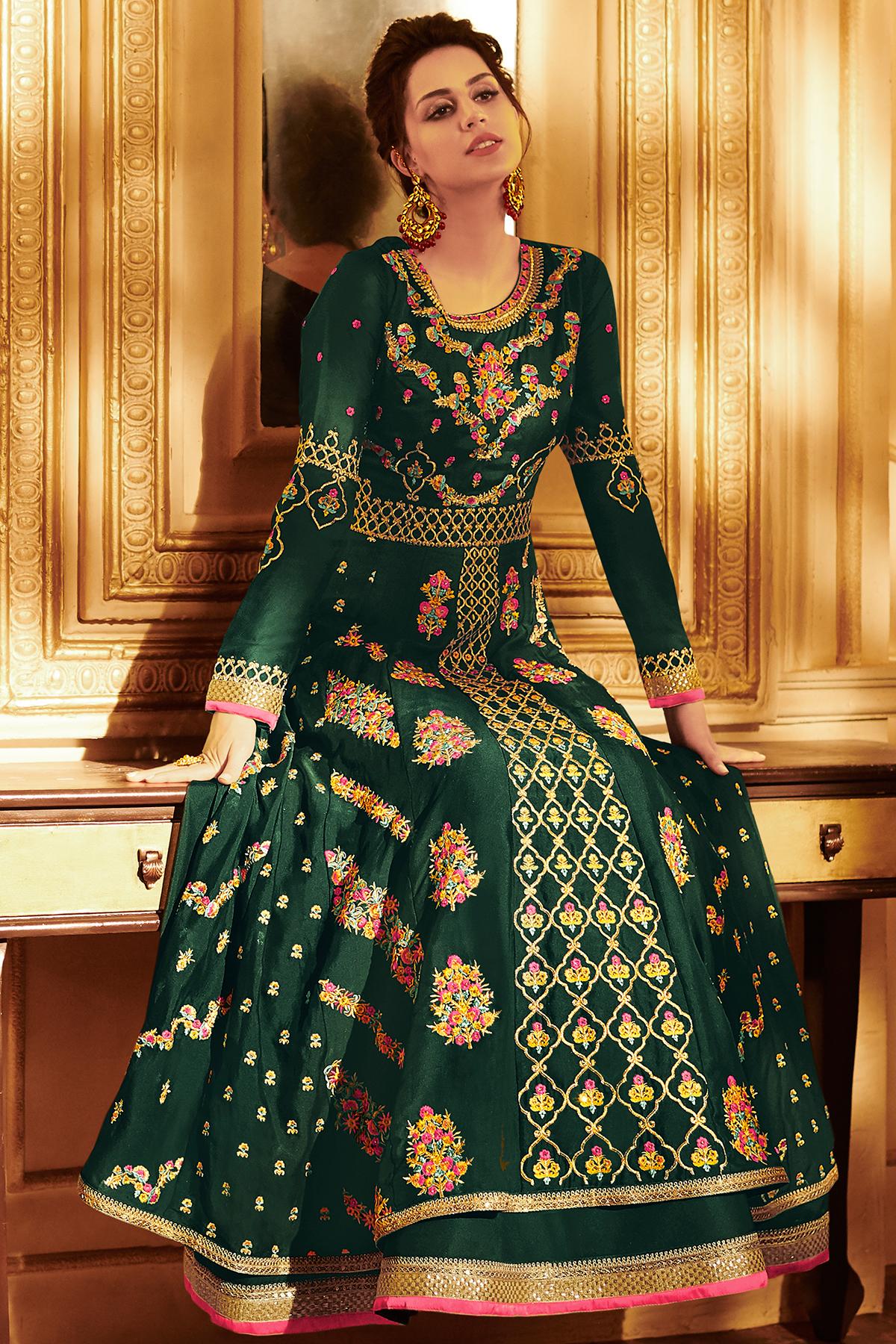 Green Designer Lehenga Style Suit